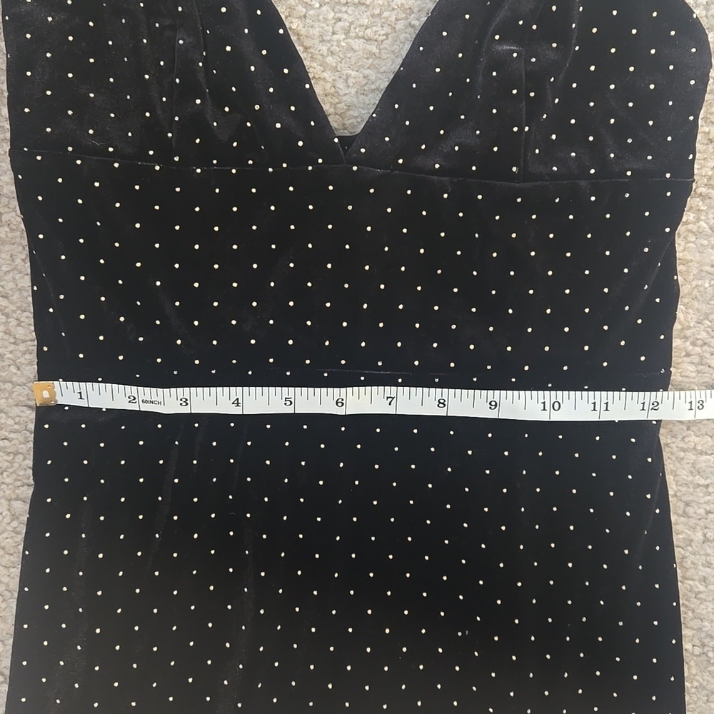NWT Amanda Uprichard Austria Black Velvet Gold Studded Midi Slip Dress Medium - Picture 9 of 17